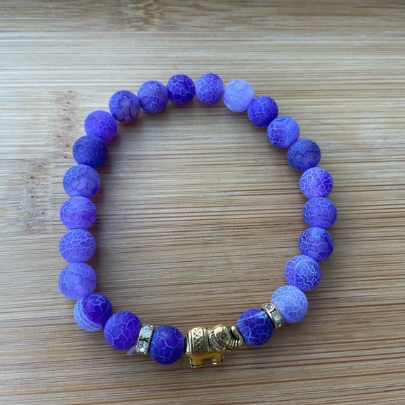 Amethyst Stone Gold Elephant Bracelet - Picture 6 of 6